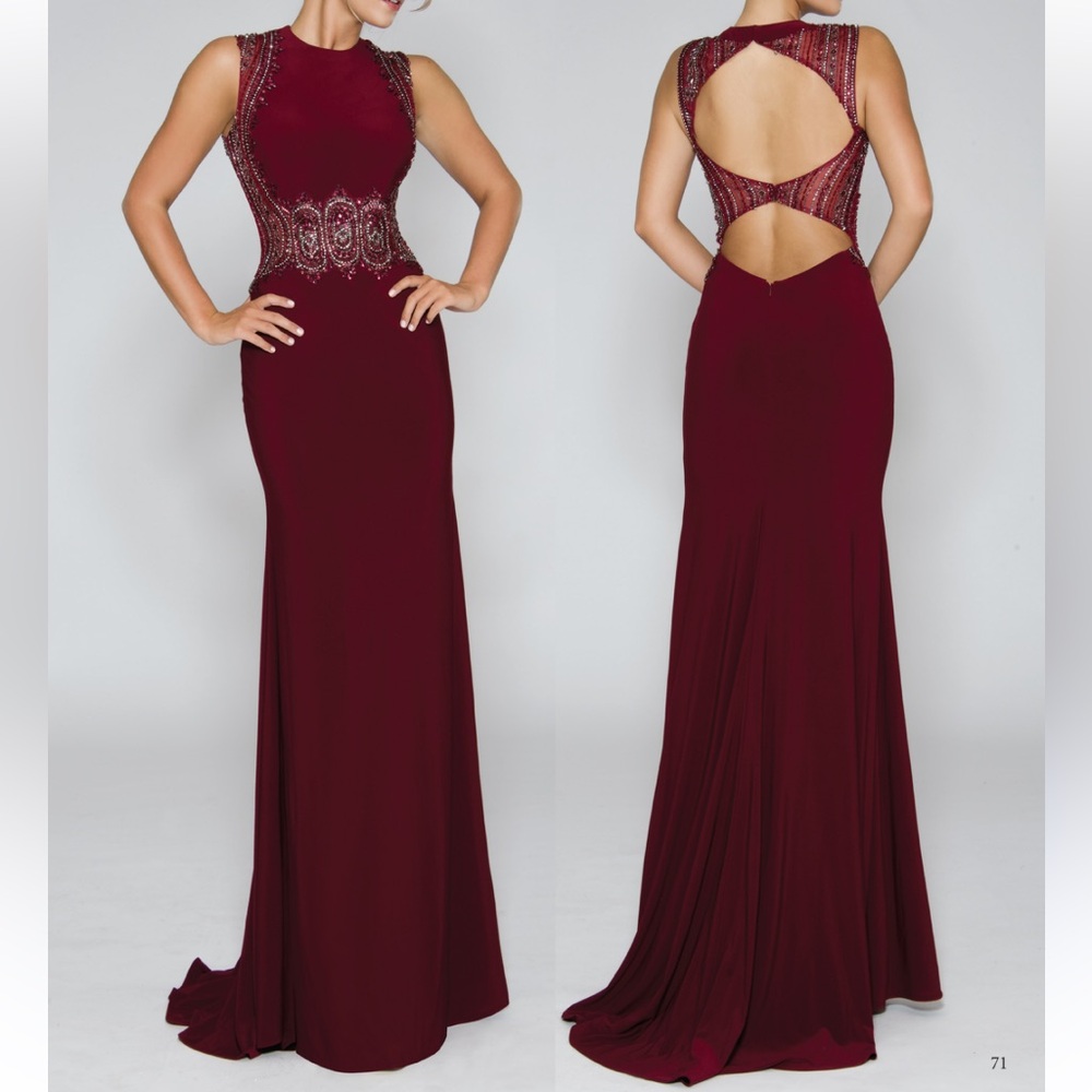 Stella Couture Bordeau Beaded Formal Gown size 2